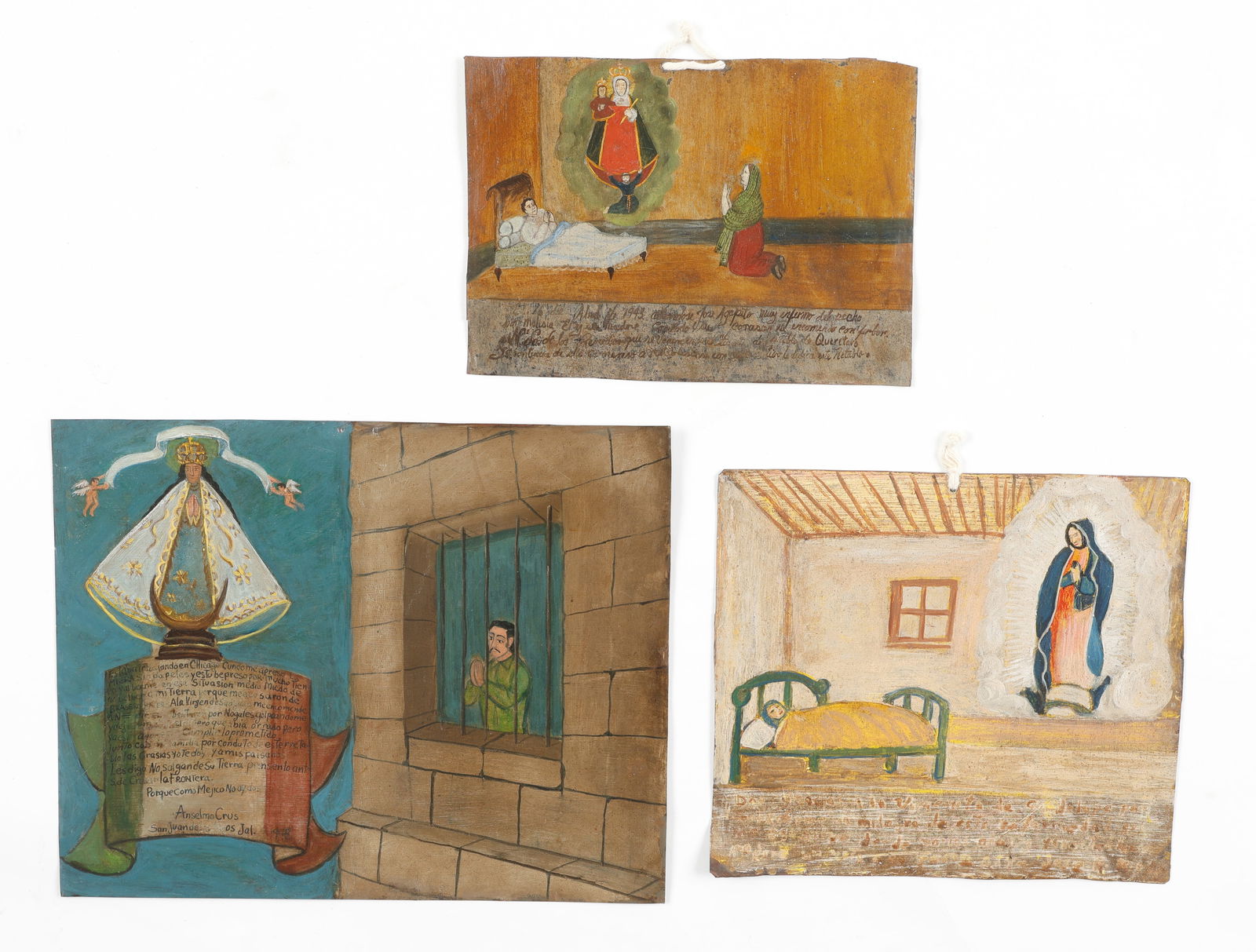 3 Antique Mexican/Mexico Folk Retablos (1 of 5)