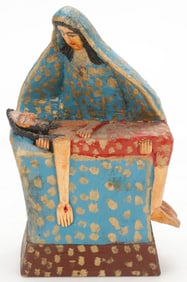 Folk Art Wood Carving (Polish/Poland) Pieta (Mother Mary w/Christ)