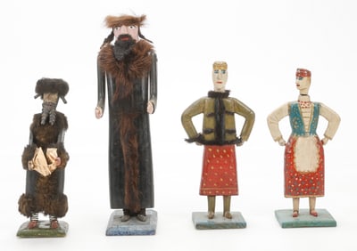 Polish/Poland Folk Art Judaica Figures, (two of them Rabbis)
