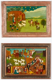 Ludwig Wiecek (Polish/Poland) 2 Folk Art Paintings