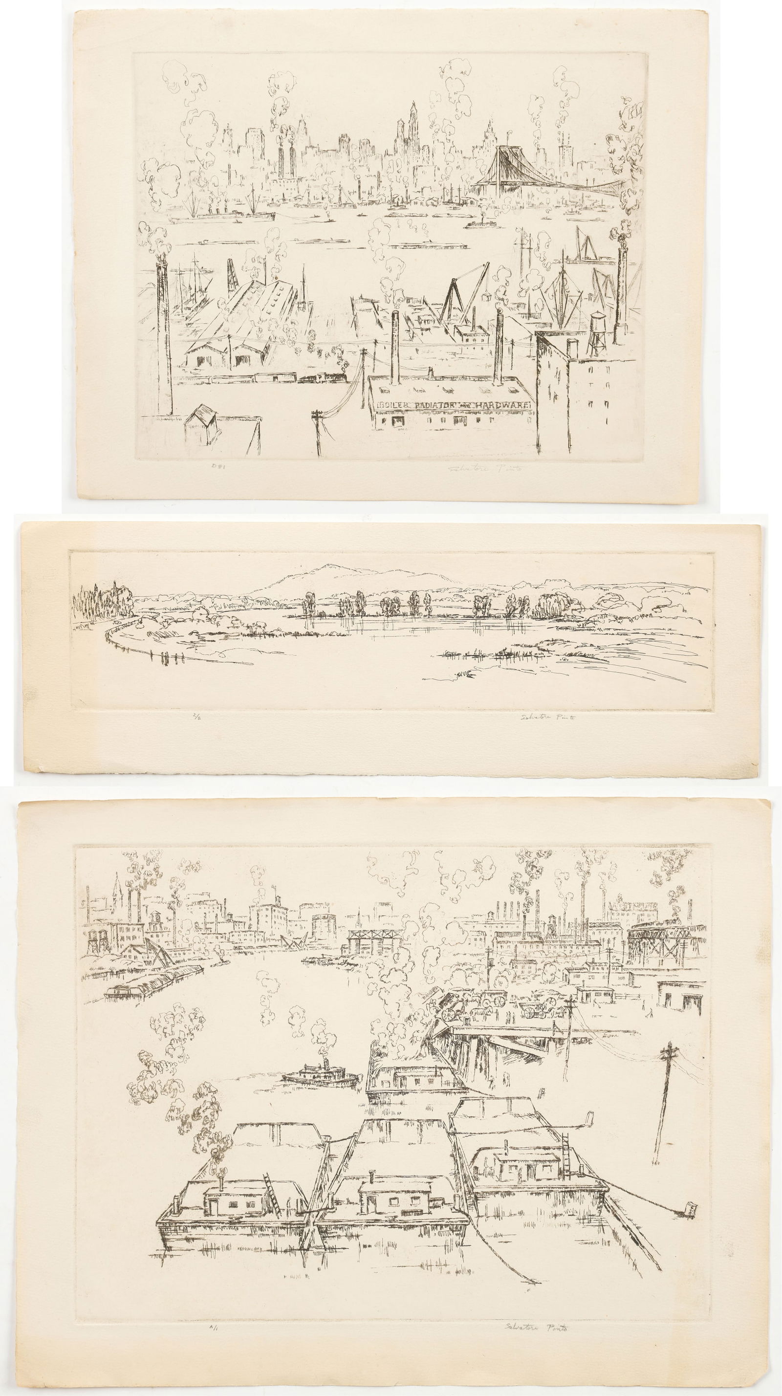 Salvatore Pinto (American/Philadelphia) 1905-1966) 3 Etchings (1 of 10)