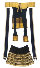 Antique Yao Indigo-Dyed and Silk Embroidered Four Piece Costume