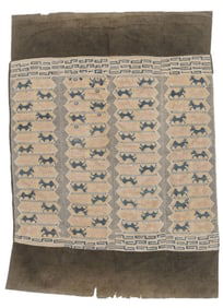 Rare Antique Tujia Embroidered Blanket Textile with Horses, China