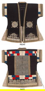 Dong Chinese Woman's Short-Sleeved Jacket, Early 20th C.: Dong Chinese Woman's Short-Sleeved Jacket, Early 20th C. Short sleeved woman's jacket with slightly flared hem, side slits. Ground fabric of tabby cotton cloth with applied embroidered cloth elements