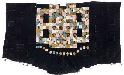 Yi Longpo Yi "Dragon Wife's Robe" Tunic, Yunnan Province, China, Early/Mid 20th C.: Yi Longpo Yi "Dragon Wife's Robe" Tunic, Yunnan Province, China, Early/Mid 20th C. Tunic with an indigo background with silk patchwork and applique. 8'6'' x 5'3'' (259 x 160 cm). Provenance: Ex. Roger