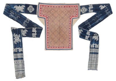 Miao Embroidered and Batik-Dyed Baby Carrier, Early 20th C.