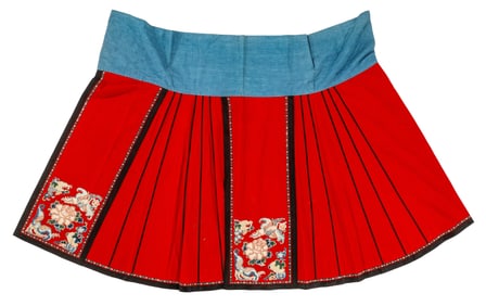 Antique Han Chinese Man's Wool Mamianqun Pleated Skirt