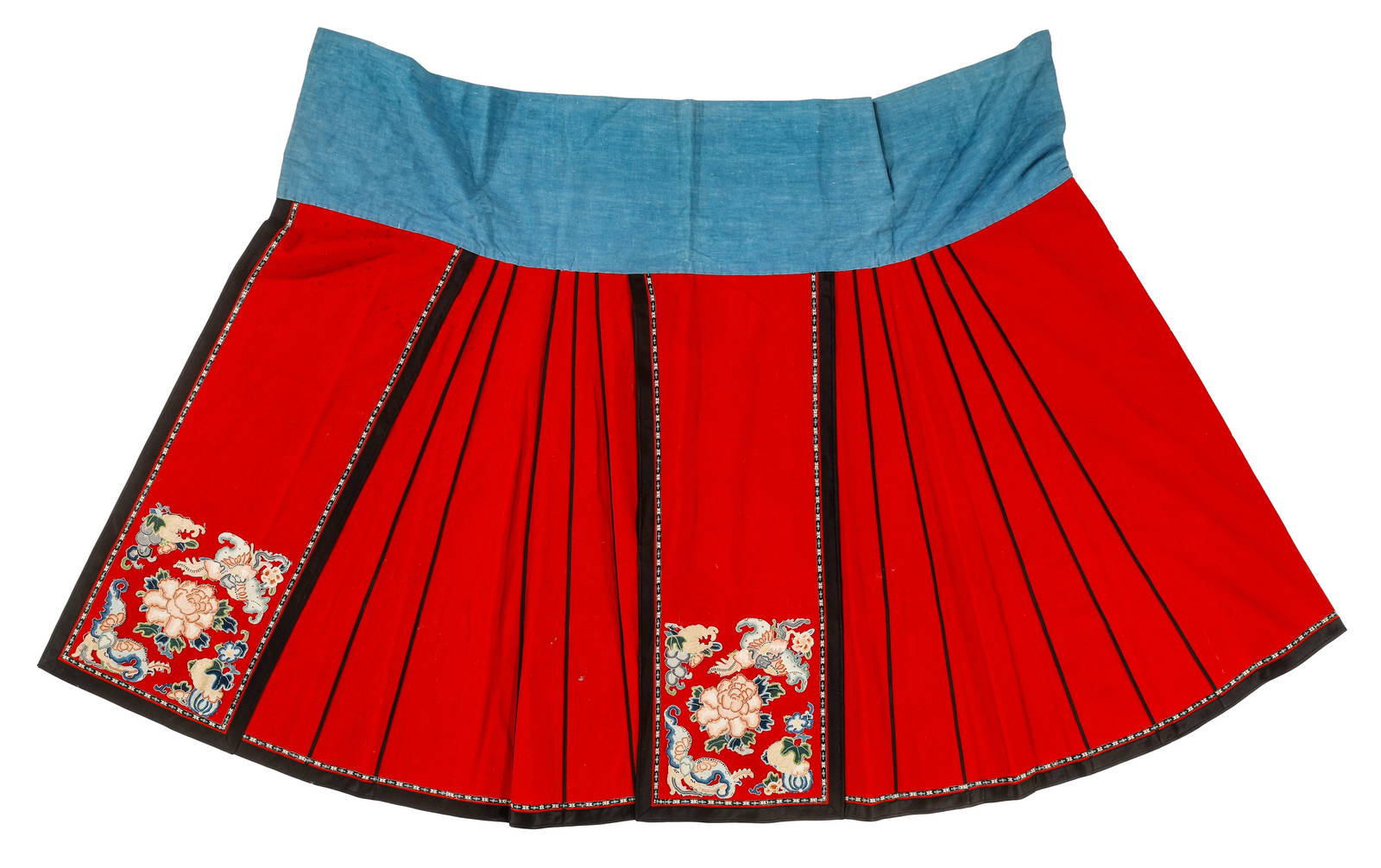 Antique Han Chinese Man's Wool Mamianqun Pleated Skirt
