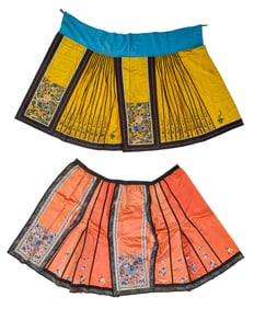 Two Han Chinese Mamianqun Pleated Skirts, Early 20th C.