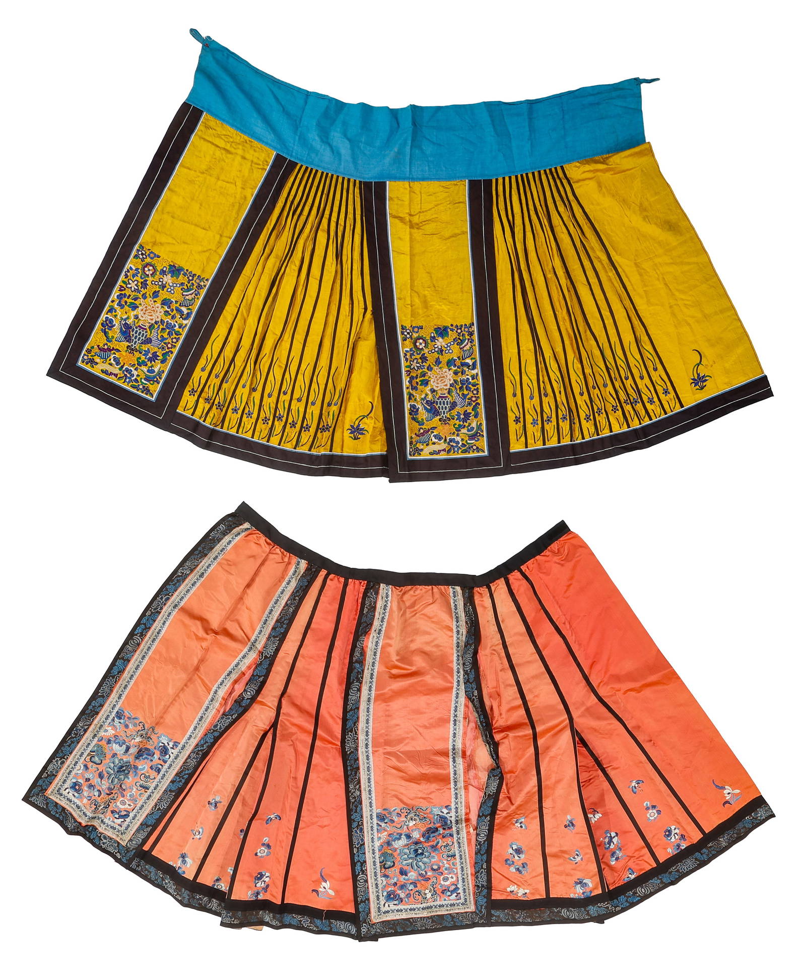 Two Han Chinese Mamianqun Pleated Skirts, Early 20th C.