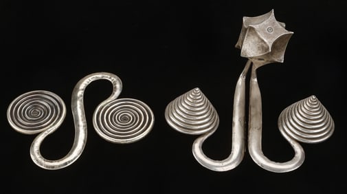 Two Antique Miao Silver Pendants, China