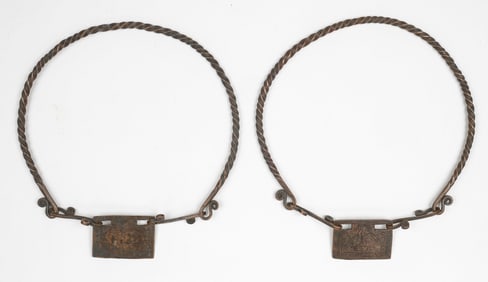 Two Antique Miao Copper Torques, China