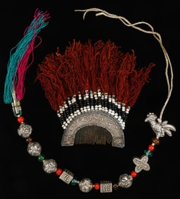 Antique Silver Miao Comb and Dong Belt Ornament, China