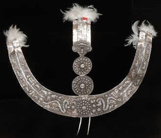 Antique Miao Silver Festival Headdress With Feathers