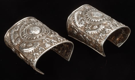 Pair of Antique Miao Silver Bracelets, China