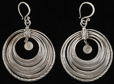 Pair of Antique Silver Earrings, China