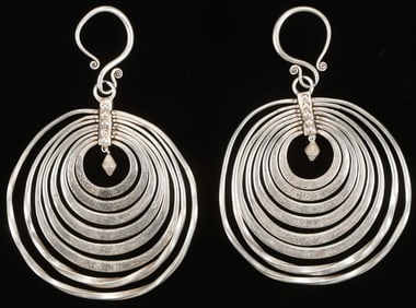 Pair of Antique Silver Earrings, China