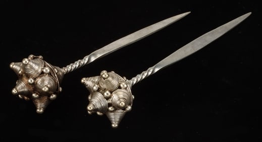 Pair of Antique Silver Pins, China