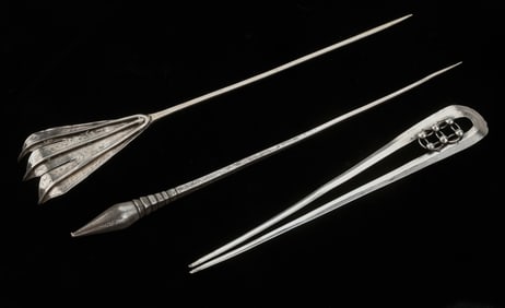 Two Antique Silver Miao Pins with Unspecified Pin, China