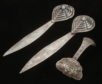 Pair of Antique Silver Dong Hairpins and Bai Hair Ornament, China