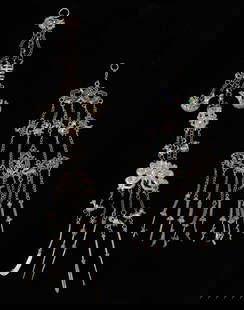 Two Antique Chinese Silver Chatelaines: Two Antique Chinese Silver Chatelaines. Total weight: 258 g. Lengths: 1) 12" (30 cm); 2) 18" (46 cm). Provenance: Ex. Roger Hollander collection.
