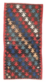 Unusual Caucasian Kilim, Late 19th C., 5'1'' x 9'9''