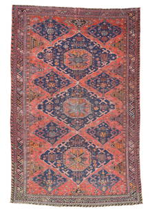 Sumak Rug, Caucasus, Late 19th C., 7'4'' x 11'0'': Sumak Rug, Caucasus, Late 19th C., 7'4'' x 11'0'' (224 x 335 cm). Weight: 20 lbs. Material: wool surface, wool warp.