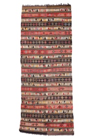 Large Striped Anatolian Kilim, Turkey, Late 19th C., 6'9'' x 16'10''