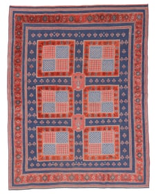 Roomsize Mixed Weave Kilim & Pile Carpet, Persia, Late 20th C., 8'2'' x 10'8''