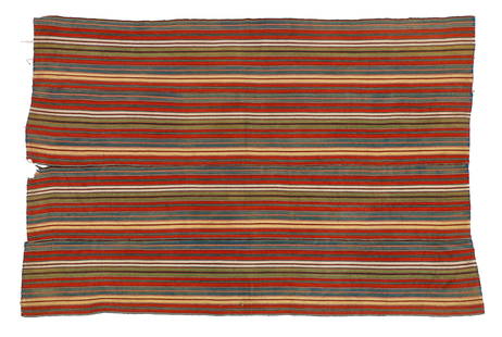 Striped Shahsevan Jajim Kilim, Transcaucasus, Late 19th C., 3'8'' x 5'6'': Striped Shahsevan Jajim Kilim, Transcaucasus, Late 19th C., 3'8'' x 5'6'' (112 x 168 cm). Weight: . Wool.