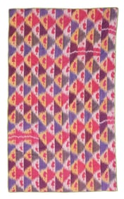 Silk Ikat Hanging, Uzbekistan, Late 19th C., 4'4'' x 7'5''