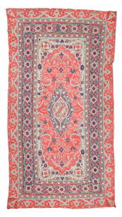 Reshti Embroidery, Persia, Mid 19th C., 5'6'' x 10'3'': Reshti Embroidery, Persia, Mid 19th C., 5'6'' x 10'3'' (168 x 312 cm). Weight: 8 lbs. Material: wool and silk. Washington DC estate.