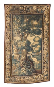 17th C. Flemish Verdure Tapestry, 5'1'' x 8'6'', Ex. Granogue Estate, Wilmington, Delaware
