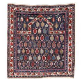 Fine Shirvan Marasali Prayer Rug, Caucasus, Ca. 1875, 4'0'' x 4'3''
