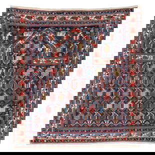 Fine Shirvan Marasali Prayer Rug, Caucasus, Ca. 1875, 4'0'' x 4'3'': Fine Shirvan Marasali Prayer Rug, Caucasus, Ca. 1875, 4'0'' x 4'3'' (122 x 130 cm). Twice inscribed: 1292. Weight: 5 lbs. Material: wool pile, wool warp, wool weft. Ex. Rochester NY estate.