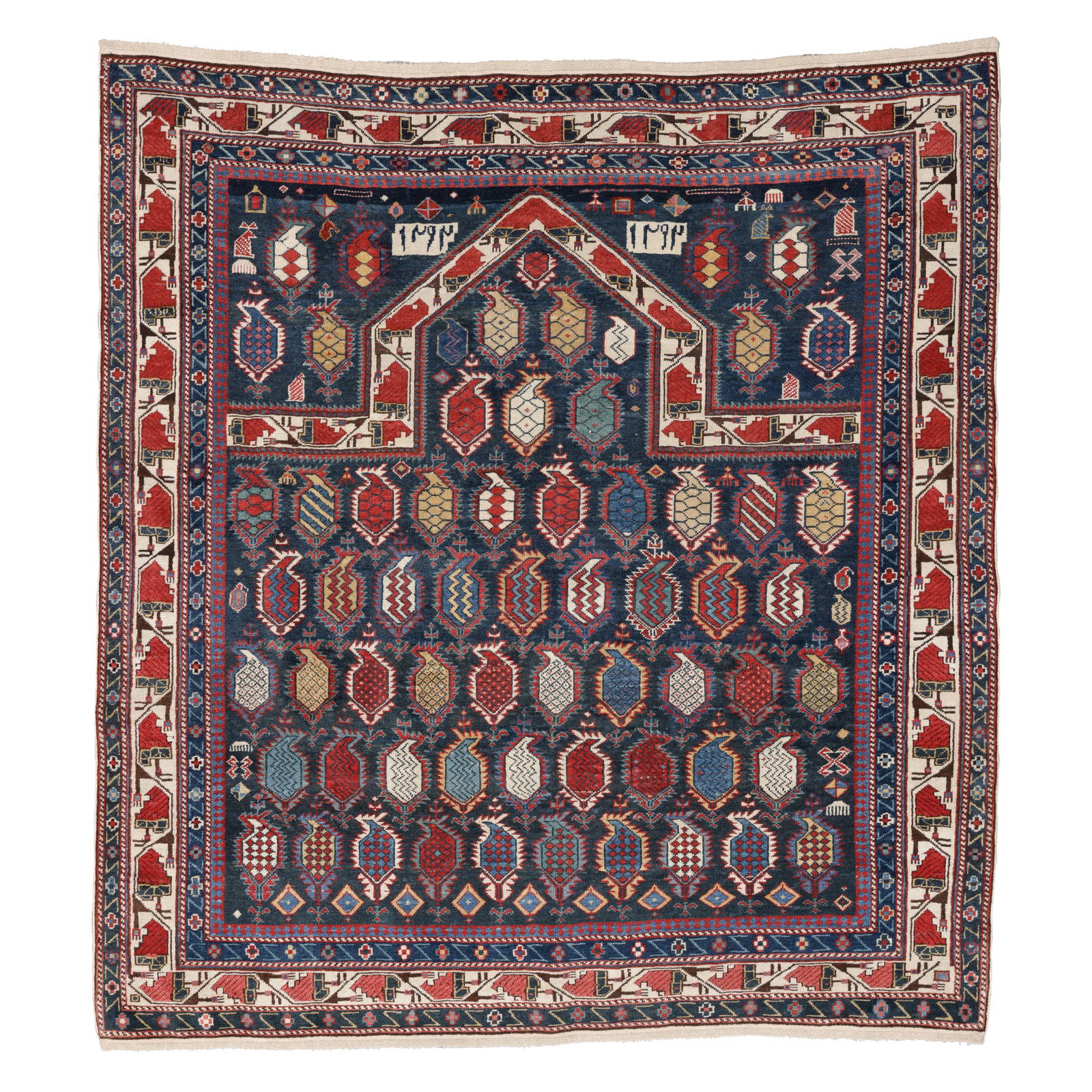 Fine Shirvan Marasali Prayer Rug, Caucasus, Ca. 1875, 4'0'' x 4'3''