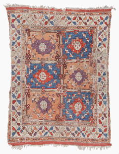 West Anatolian Rug, Turkey, Ca. 1800 or earlier, 5'8'' x 7'7'': West Anatolian Rug, Turkey, Ca. 1800 or earlier, 5'8'' x 7'7'' (173 x 231 cm). Weight: 11 lbs. Material: wool pile, wool warp, wool weft. Ex. New England collection.