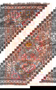 Kazak Rug, Caucasus, Early 20th C., 4'7'' x 7'8'': Kazak Rug, Caucasus, Early 20th C., 4'7'' x 7'8'' (140 x 234 cm). Weight: 14 lbs. Material: wool pile, wool warp, wool weft.