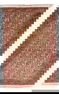Fine Ivory Field Mishan Malayer Rug, Persia, Late 19th C., 4'2'' x 6'5'': Fine Ivory Field Mishan Malayer Rug, Persia, Late 19th C., 4'2'' x 6'5'' (127 x 196 cm). Weight: 11 lbs. Material: wool pile, cotton warp, cotton weft.
