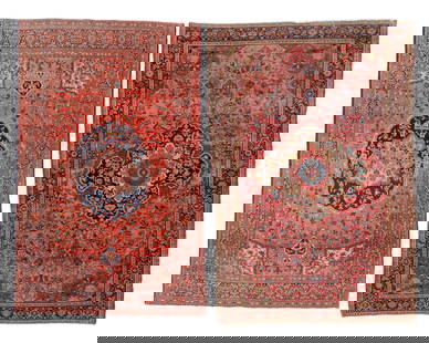 2 Ferahan Sarouk Rugs, Persia, Ca. 1900: 2 Ferahan Sarouk Rugs, Persia, Ca. 1900, Largest Size: 4'6'' x 6'8'' (137 x 203 cm). Weight: 27 lbs total. Material: wool pile, cotton warp, cotton weft.