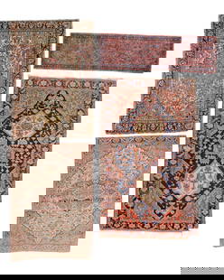 4 Antique Persian Estate Rugs: 4 Antique Persian Estate Rugs, including Ferahan Sarouk and Kashan examples, Largest Size: 4'2'' x 6'9'' (127 x 206 cm). Weight: 30 lbs total. Material: wool and silk.