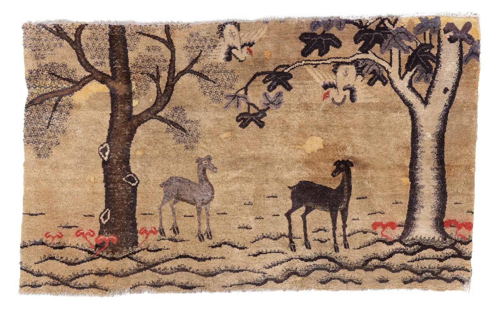 Mongolian Pictorial Rug, Ca. 1900, 7'0'' x 4'2''