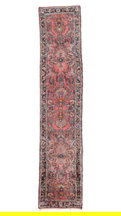 Hamadan Rug, Persia, Ca. 1940, 2'7'' x 12'4'': Hamadan Rug, Persia, Ca. 1940, 2'7'' x 12'4'' (79 x 376 cm). Weight: 28 lbs. Material: wool pile, cotton warp, cotton weft.