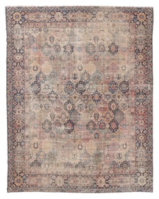 Shabby Chic Mansion Size Indo-Tabriz Rug, India, 19th C., 12'8'' x 15'9''