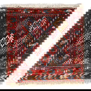 Jaff Kurd Bagface, Persia, Early 20th C., 2'0'' x 2'2'': Jaff Kurd Bagface, Persia, Early 20th C., 2'0'' x 2'2'' (61 x 66 cm). Weight: 2 lbs. Material: wool pile, wool warp, wool weft.