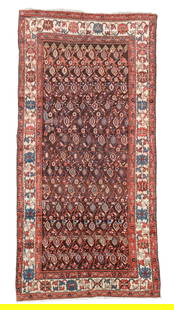 Hamadan Rug, Persia, Ca. 1900, 4'8'' x 8'10'': Hamadan Rug, Persia, Ca. 1900, 4'8'' x 8'10'' (142 x 269 cm). Weight: 16 lbs. Material: wool pile, cotton warp, cotton weft.