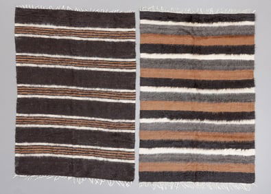 2 Siirt Mohair Blankets, Turkey, Mid 20th C.