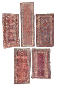 5 Antique Shabby Chic Persian/Caucasian Estate Rugs