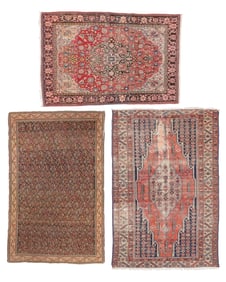 3 Antique Shabby Chic Persian Estate Rugs, Late 19th/Early 20th C