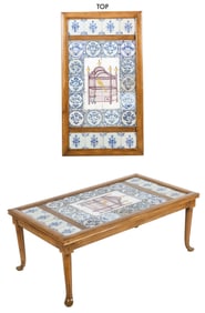 Antique Delft Tile Inset Top Coffee Table